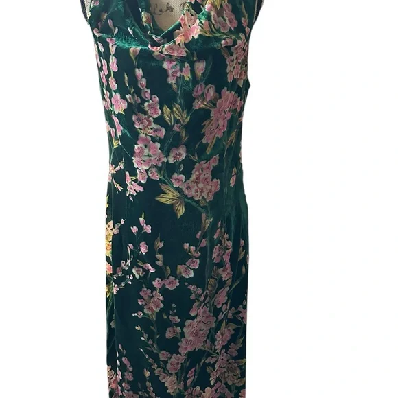 Floral Midi Dress in Green and Pink - Picture 1 of 5